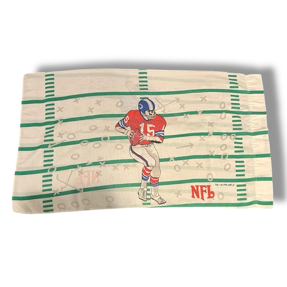 Vintage 1996 90s NFL Football Standard‎ Pillowcase Bibb Co Pillow Case Cotton